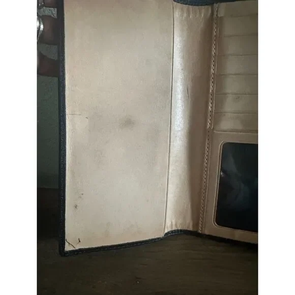 Vintage Coach Black Leather Single Stitch Silver Buckle Tri-Fold Wallet - Picture 6 of 14